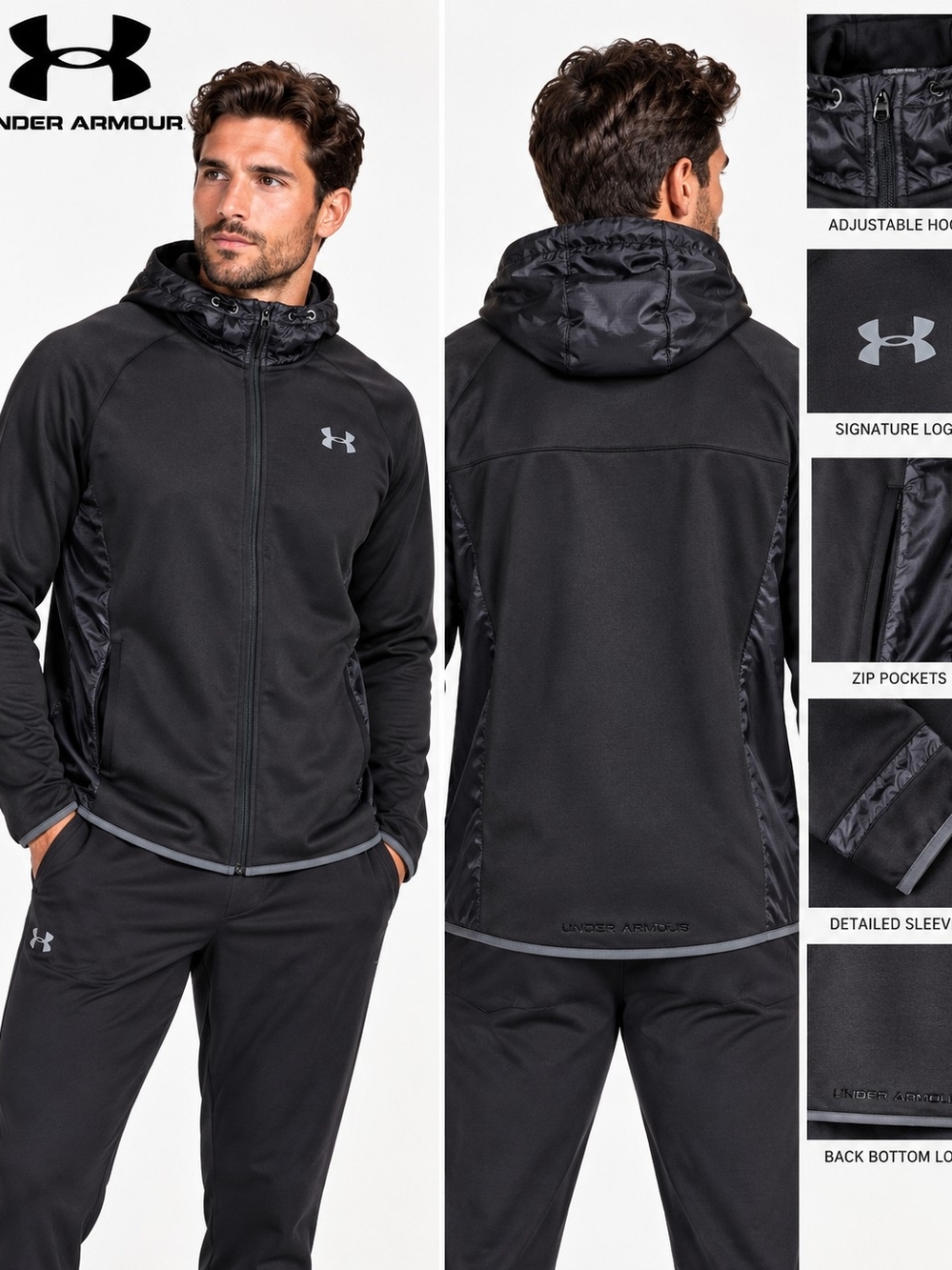 Under Armour Storm Swacket Full Zip Hoodie Jacket Mens | SM | Black